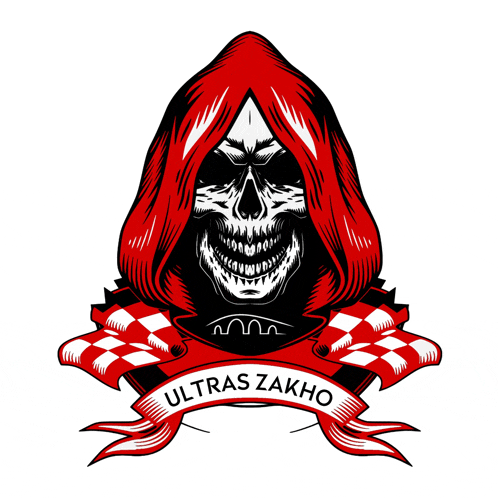 a skull with a red hood and the words ultras zakho