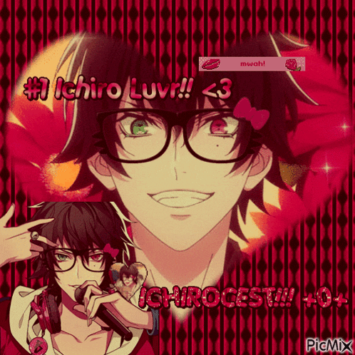 a picture of a boy with glasses and the words # 1 ichiro luvr < 3