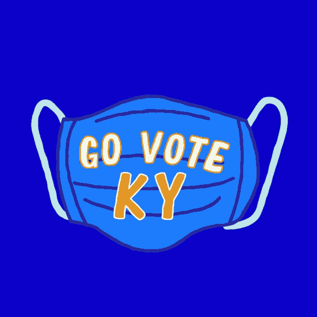 a blue mask with the words go vote ky on it