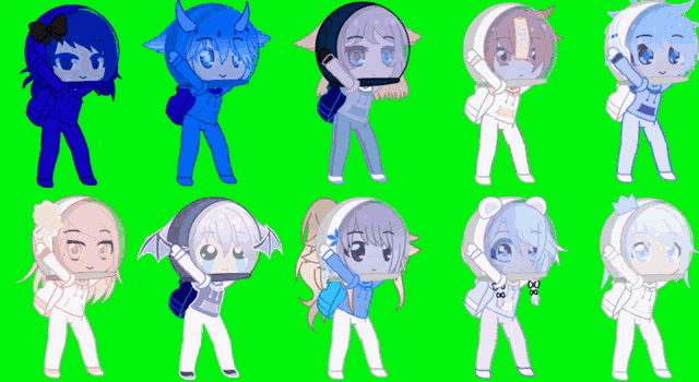 a group of anime characters are standing next to each other
