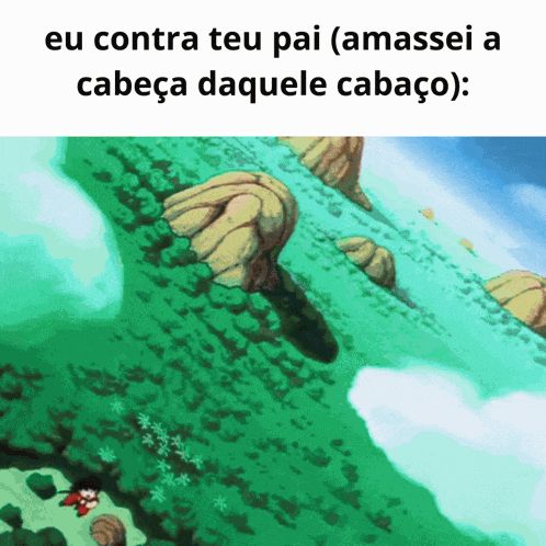 a picture of a mountain with the words eu contra teu pai