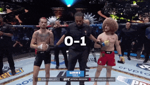 a ufc fight between sean o'malley and merab evalishvili is being shown
