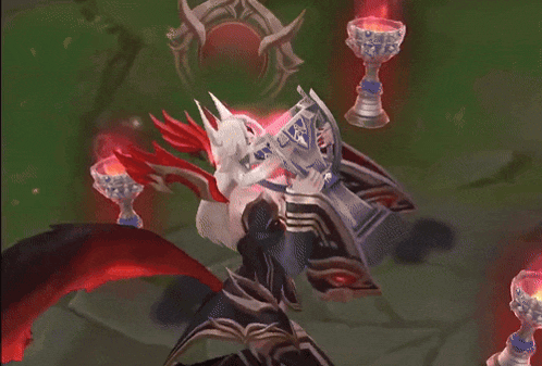 a cartoon character is surrounded by flames and a sword .
