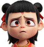 a close up of a cartoon character 's face with a sad expression .