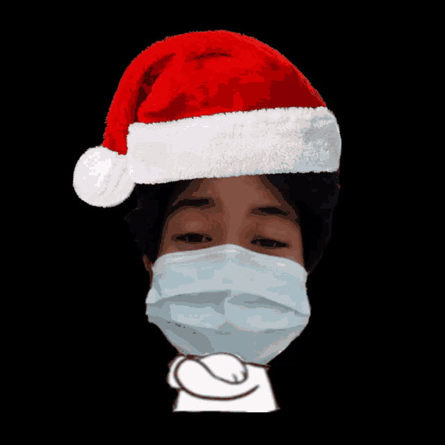 a person wearing a santa hat and a mask says happy new year !!