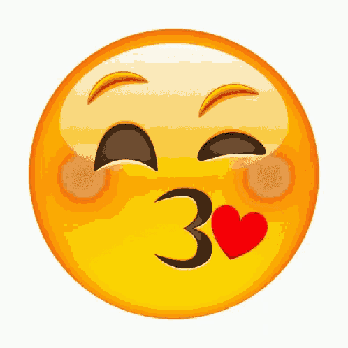 a smiley face is blowing a kiss and has the number 3 on it