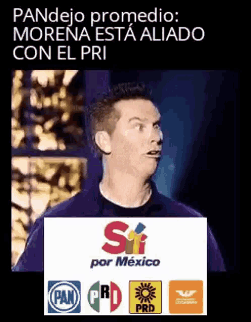 a man is standing in front of a sign that says ' si por mexico '