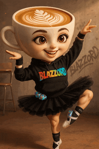 a cartoon character wearing a blazzard hoodie
