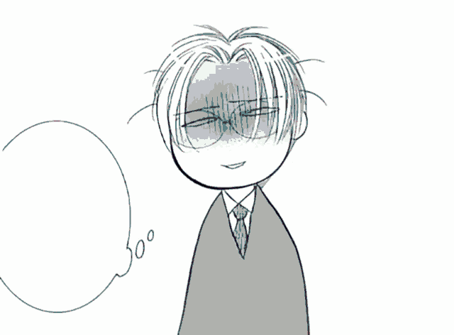 a black and white drawing of a man with a speech bubble that says " oh fuck we in trouble now "