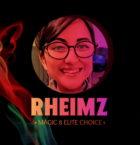 a picture of a woman with glasses and the name rheimz on it