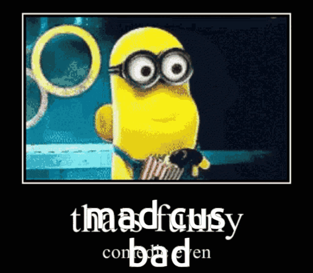 a picture of a minion with glasses and the words thaadcusy conbaden below it