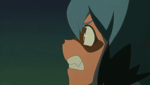 a close up of a cartoon character 's face with a very angry expression