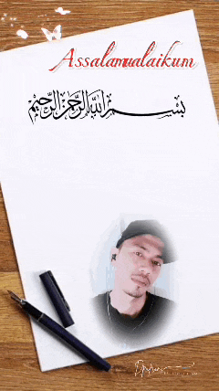 a piece of paper with a picture of a man and the words assalamualaikum