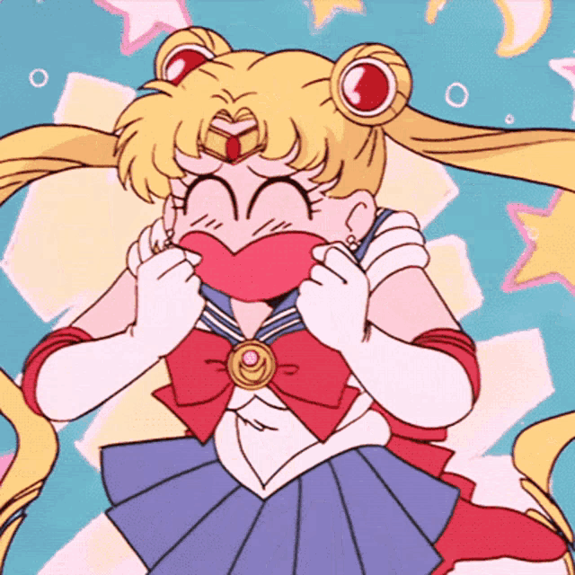 a cartoon drawing of sailor moon covering her mouth