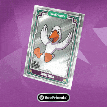a veefriends card with a cartoon duck on it