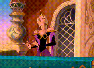 a cartoon woman in a purple dress is standing on a balcony .