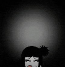 a black and white drawing of a girl with a bun in her hair .