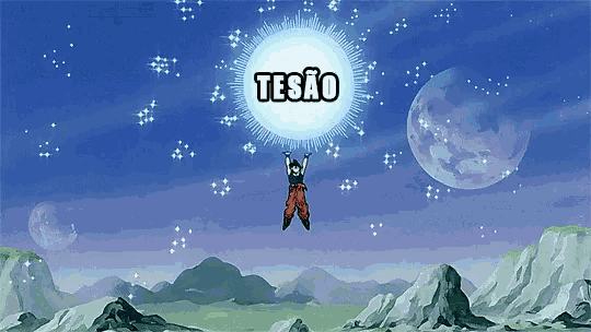a cartoon character is flying through the air with a tesão sign above his head