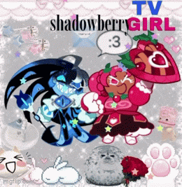 a picture of shadowberry girl with a strawberry cookie