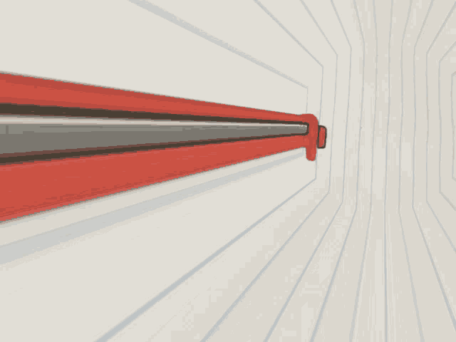 a painting of a red railing in a room