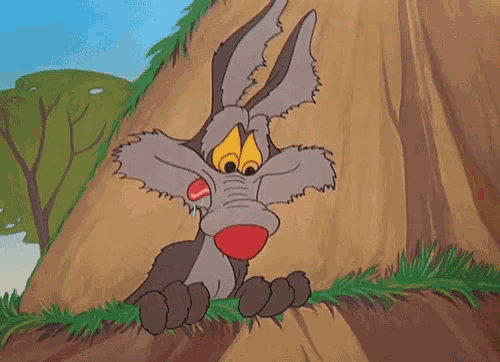 a cartoon of a coyote sticking out his tongue
