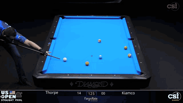 a pool table with a blue cloth that says diamond