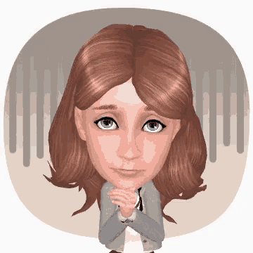 a cartoon girl with brown hair and blue eyes is praying