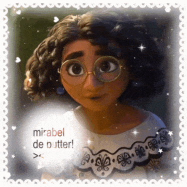 a picture of a girl with glasses and mirabel de butter