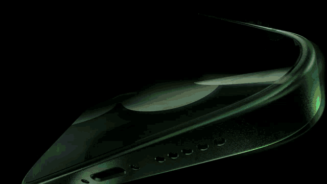 a green and black background with a few lines of light