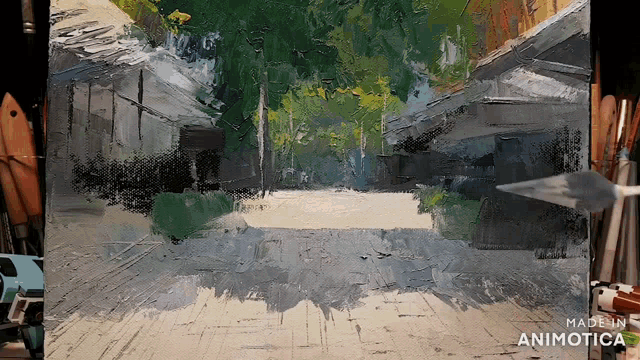 a painting is being made in animatica and is being displayed