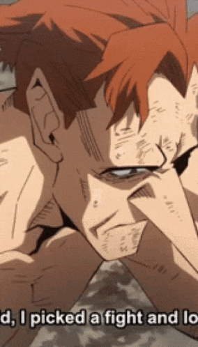 a close up of a man 's face with the words " i picked a fight and lost "