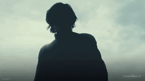 a silhouette of a person with thunderbolts written on the bottom of the screen