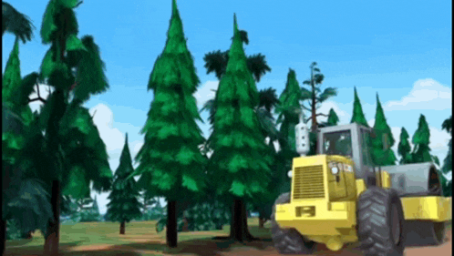 a yellow bulldozer with the letter h on the front