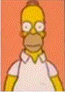 a cartoon of homer simpson wearing glasses and a white shirt on a pink background .