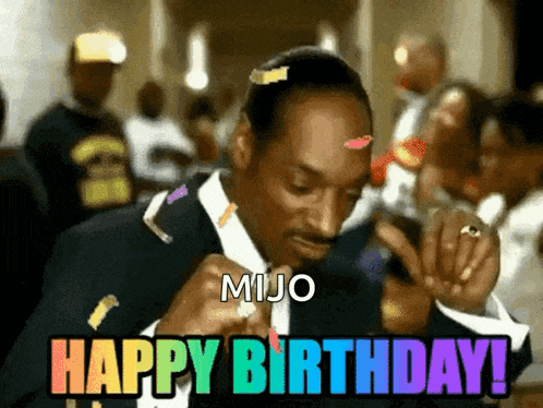 snoop dogg is celebrating his birthday with confetti and the words happy birthday