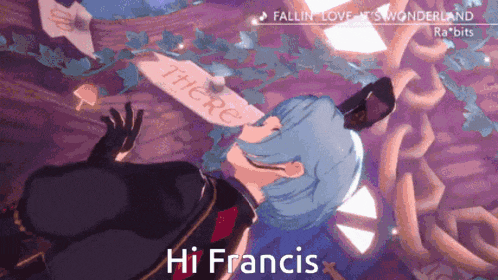 a video game character says hi francis in front of a tree