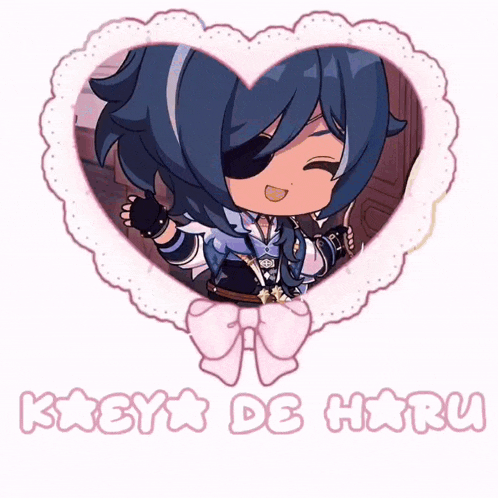 a picture of a boy in a heart shaped frame with the words kacy de haru below it