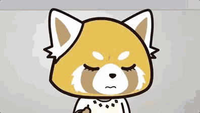 a cartoon of a red panda with its eyes closed and a necklace .