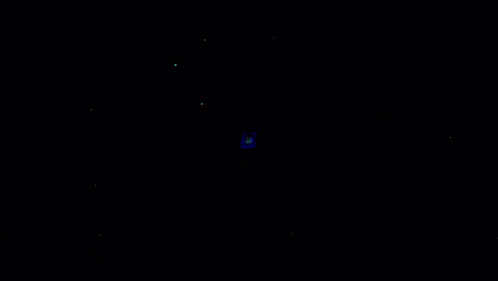 a white and blue letter m on a black background .