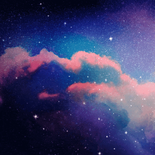 a galaxy with pink and blue clouds and stars in the background