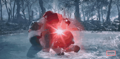 a bandai namco logo can be seen in the background of a video game