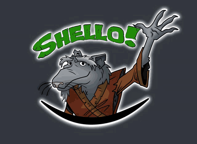 a cartoon of a rat with the words hello written above it