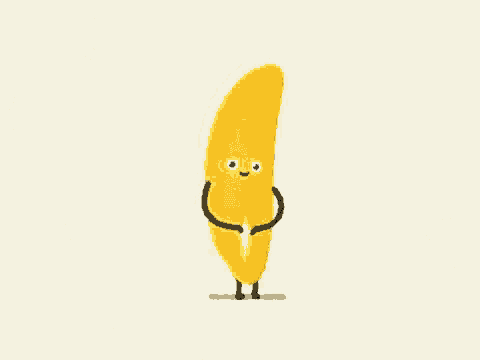 a cartoon illustration of a banana with arms and legs standing on a white background .