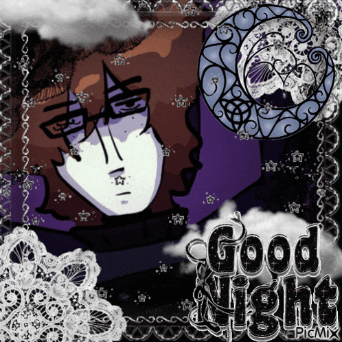 a picture of a man with glasses and the words " good night "