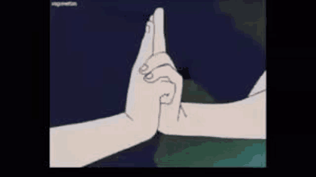 a couple of hands holding each other in a cartoon style .