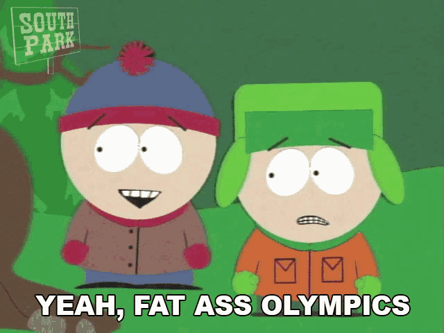 two cartoon characters from south park are standing next to each other