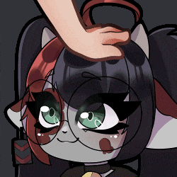 a cartoon drawing of a cat with glasses and a hand on her head