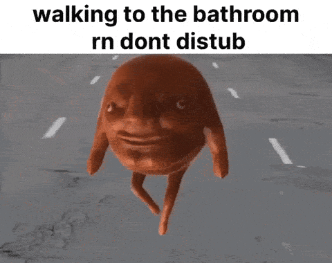 a cartoon drawing of a person walking to the bathroom