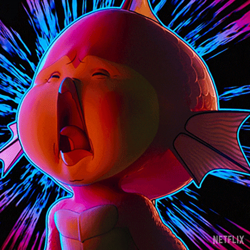 a cartoon drawing of a fish with its mouth open and the word netflix on the bottom