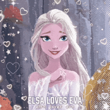 a picture of elsa from frozen 2 with the words elsa loves eva